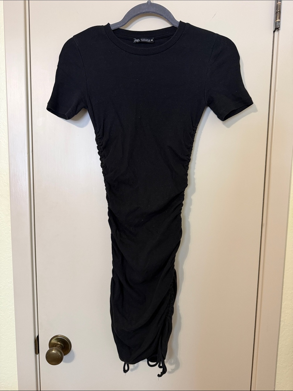 Zara Black Ruched Midi Dress